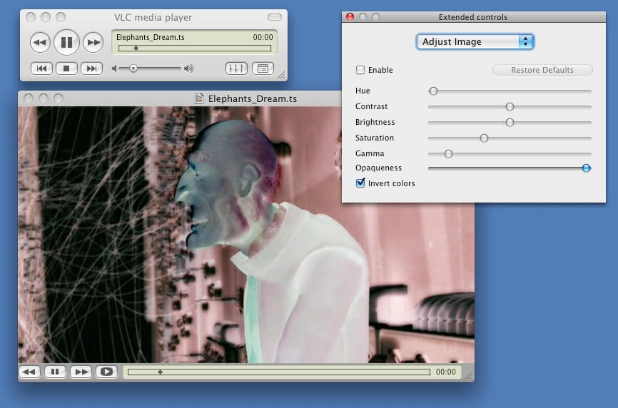 VLC inverted colors effect on macOS